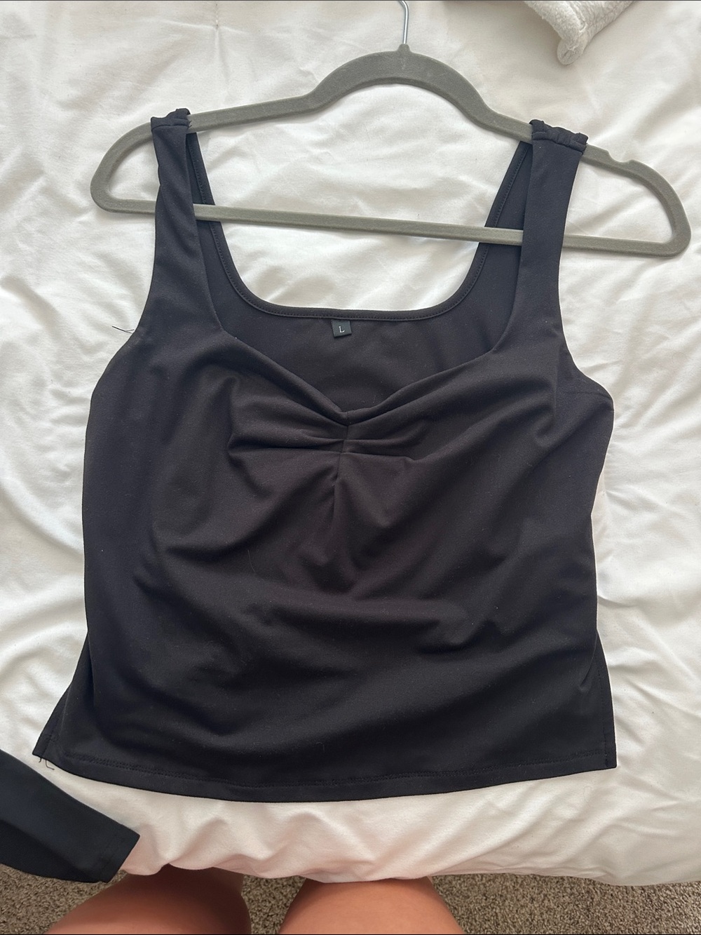 Black Ruched Front Tank Top - Unbranded
